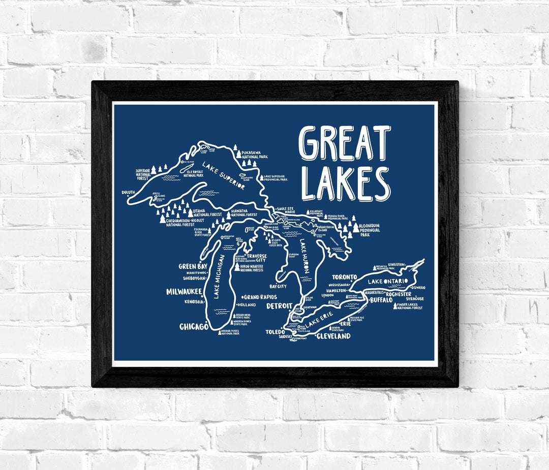 Great Lakes Map Blue