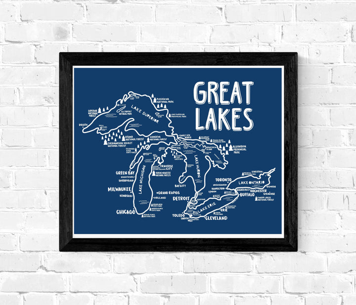 Great Lakes Map Blue