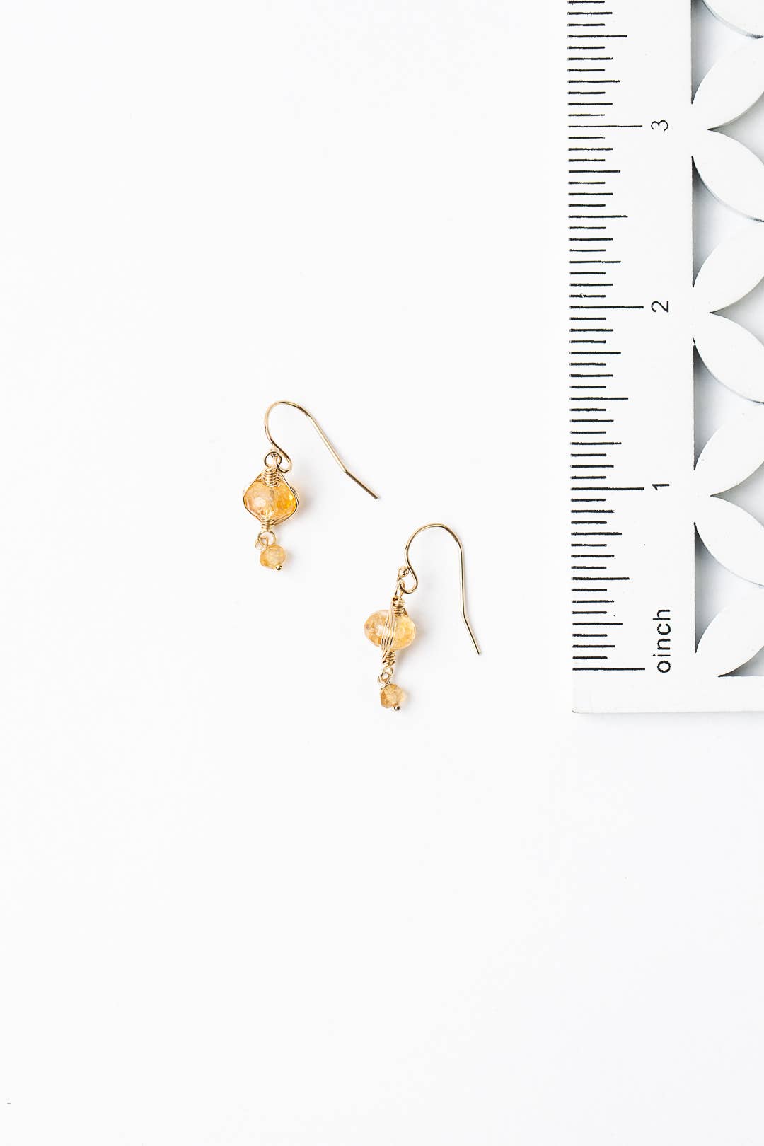 Birthstone November Gold + Citrine Herringbone Earrings