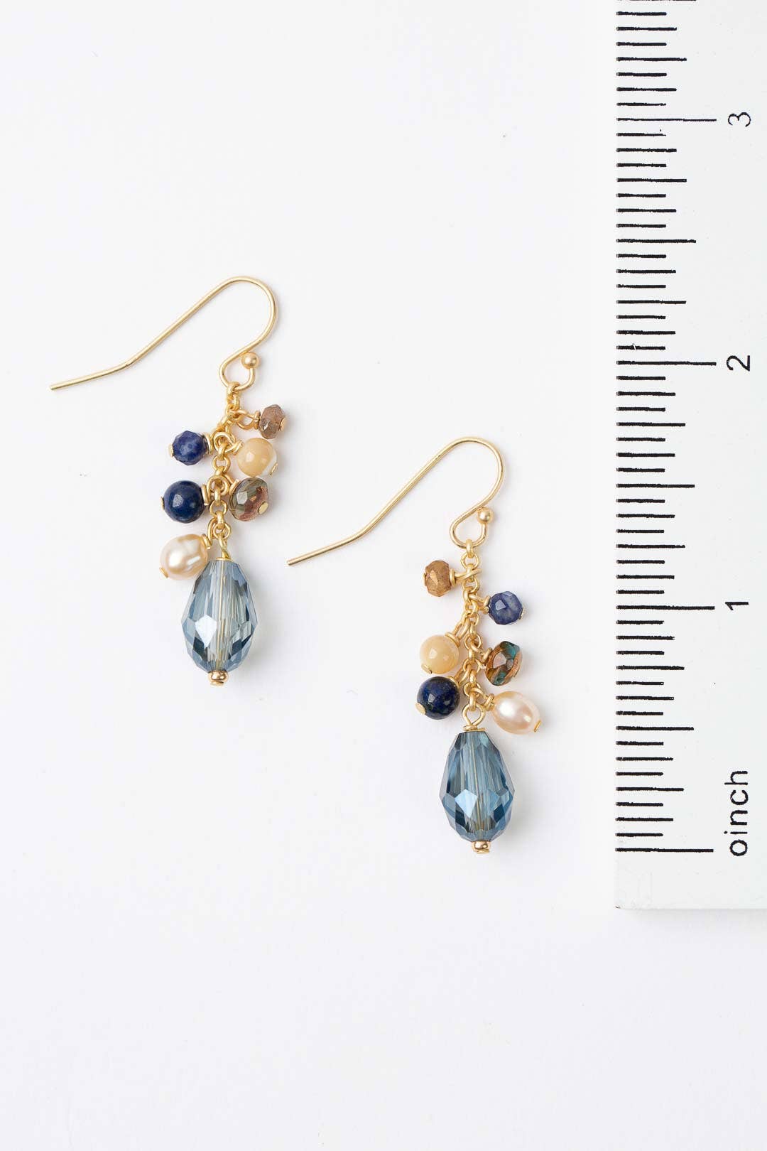 Starry Night Mother Of Pearl, Blue Crystal, Lapis Dangle Ear