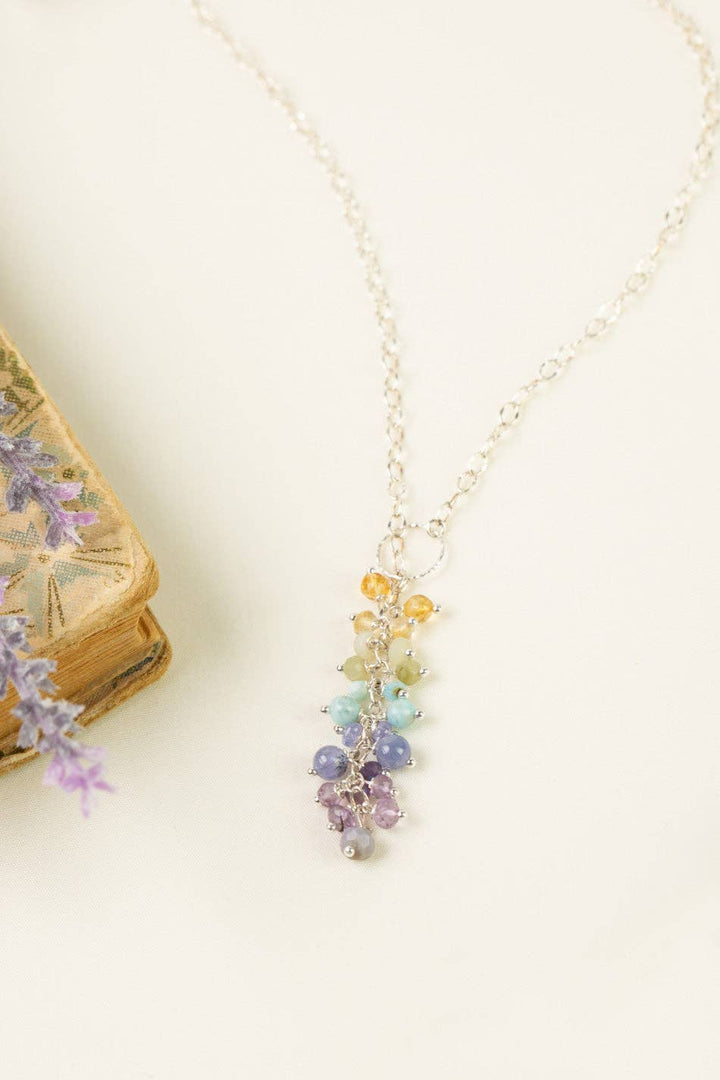 Sanctuary 15.5-17.5" Citrine, Amethyst, Larimar Cluster Necklace
