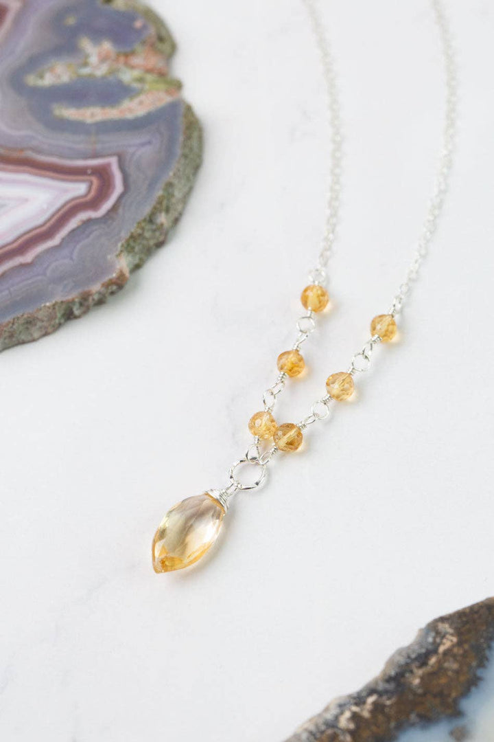 Birthstone November Silver Citrine Necklace