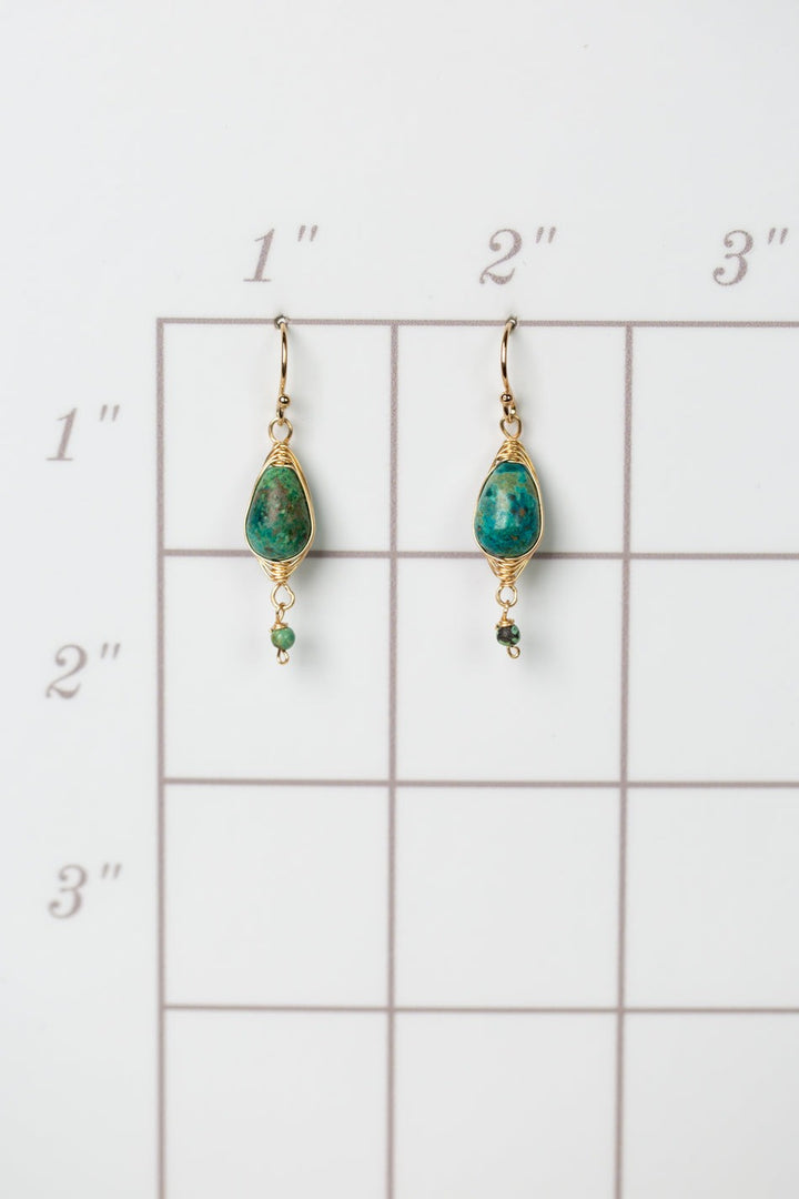 Gold Turquoise Herringbone Earrings