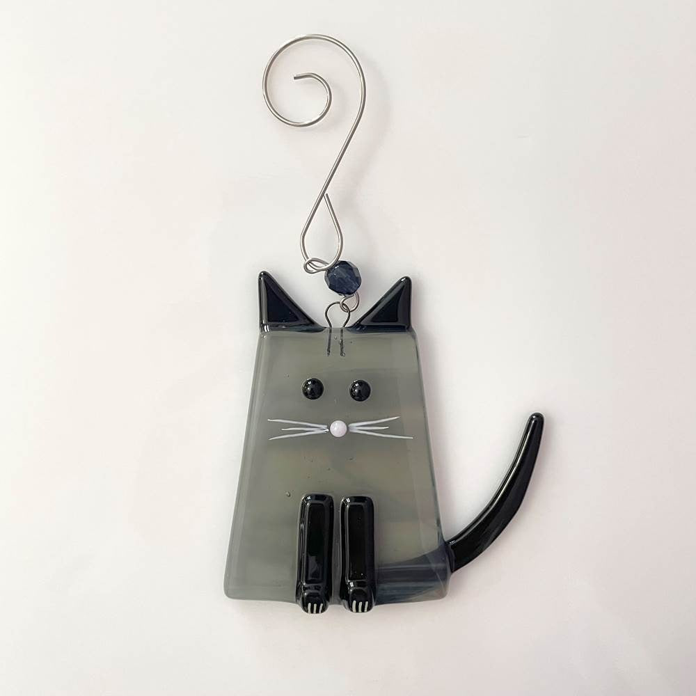 Grey Fat Cat Ornament