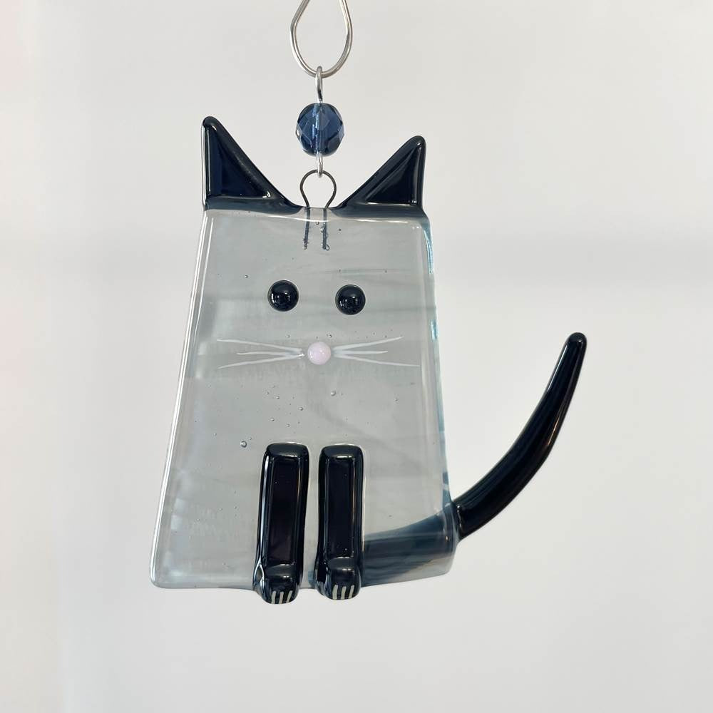 Grey Fat Cat Ornament