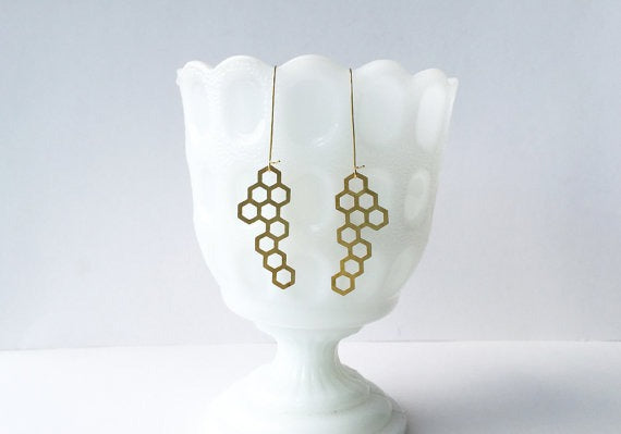 Honeycomb Earrings Large Gold