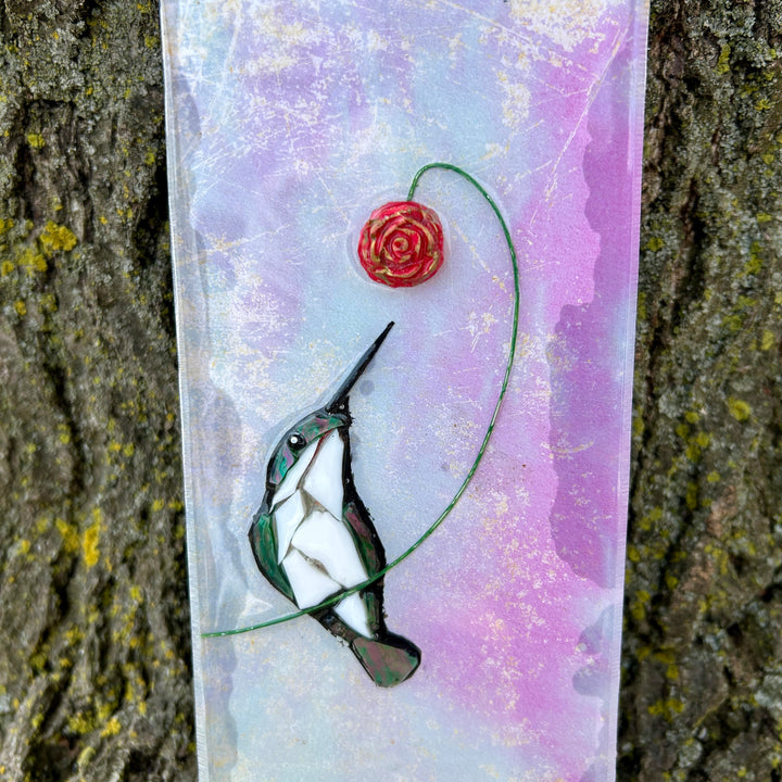 Hummingbird Mosaic Totem Purple + Blue