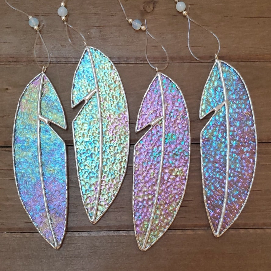 Stained Glass Feather Iridescent