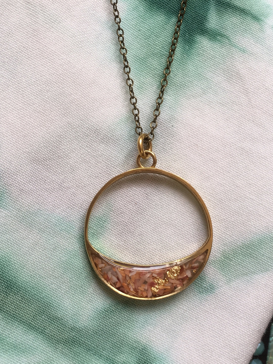 Long Crescent Necklace Oyster Shell