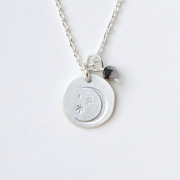Intention Charm Necklace Moonstone + Silver