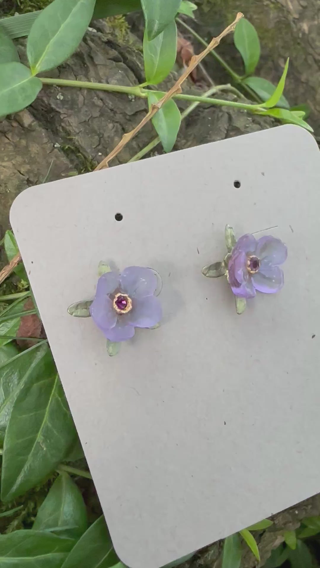French Bouquet Post Earrings - Purple