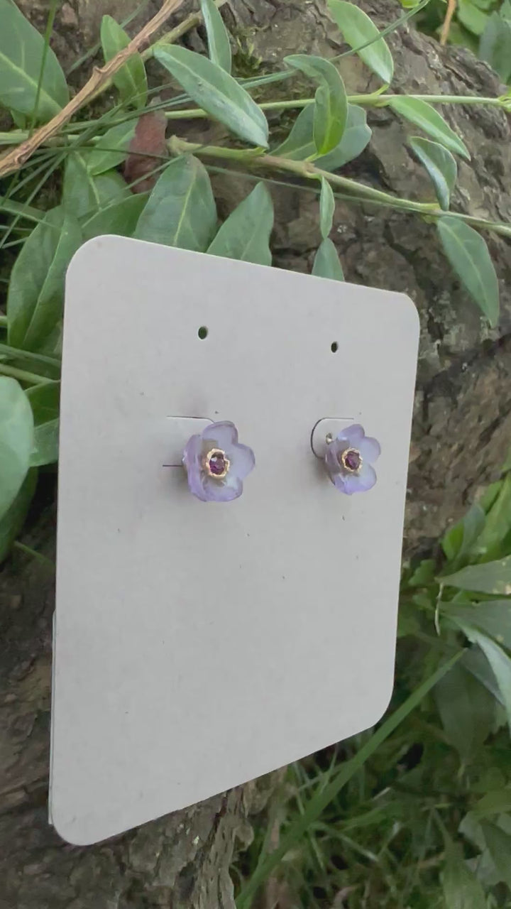 French Bouquet Stud Earrings - Purple