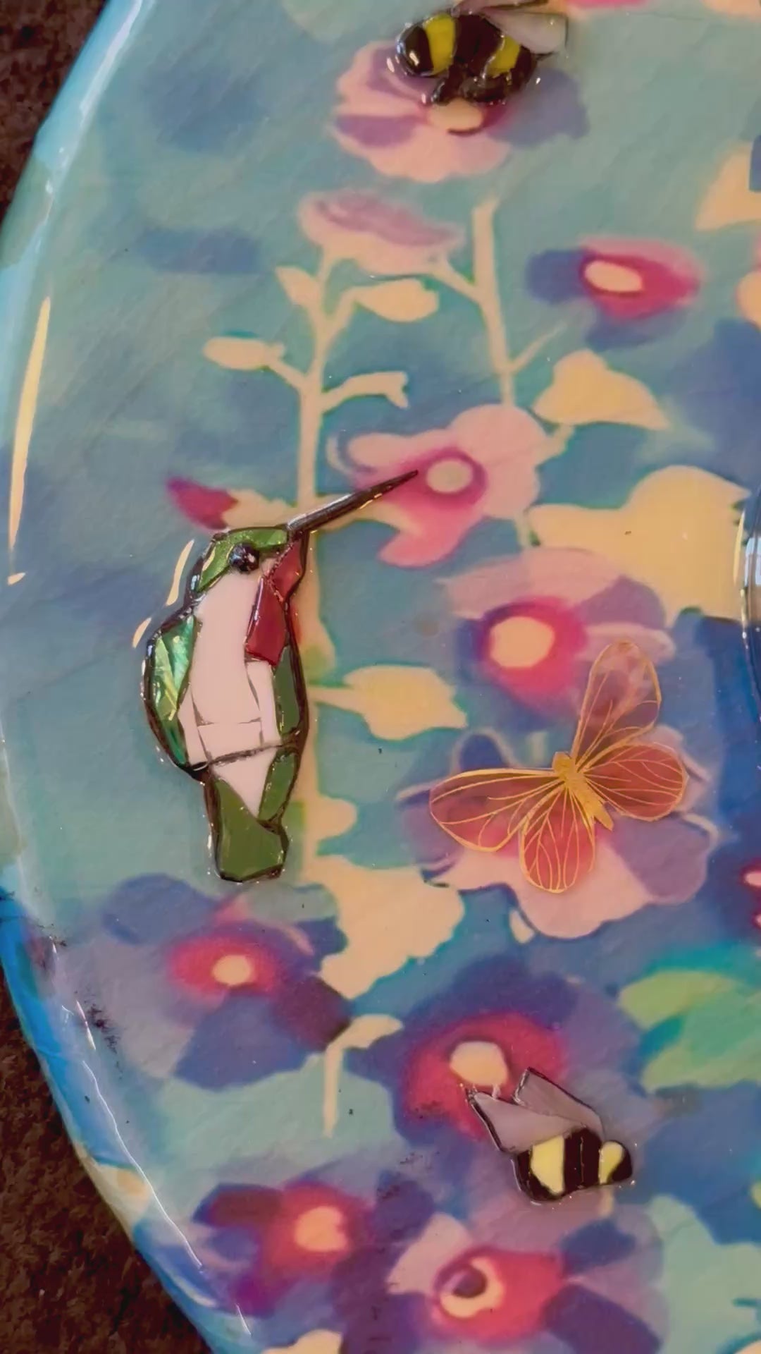 Hummingbird + Butterflies Mosaic Mirror