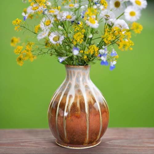 Round Bud Vase Golden Amber