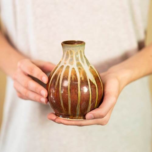 Round Bud Vase Golden Amber