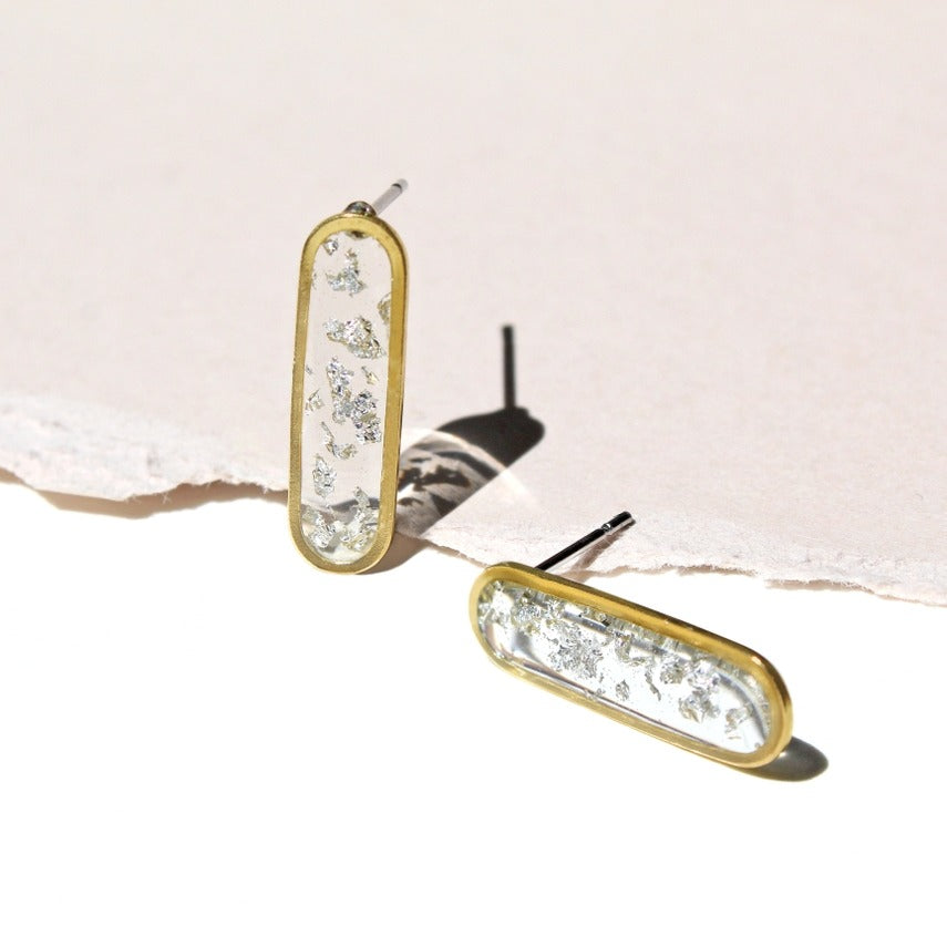 Slender Oval Post Earrings