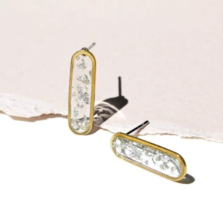 Slender Oval Post Earrings