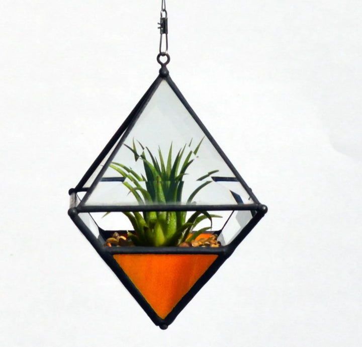 Hanging Pyramid Terrarium Orange