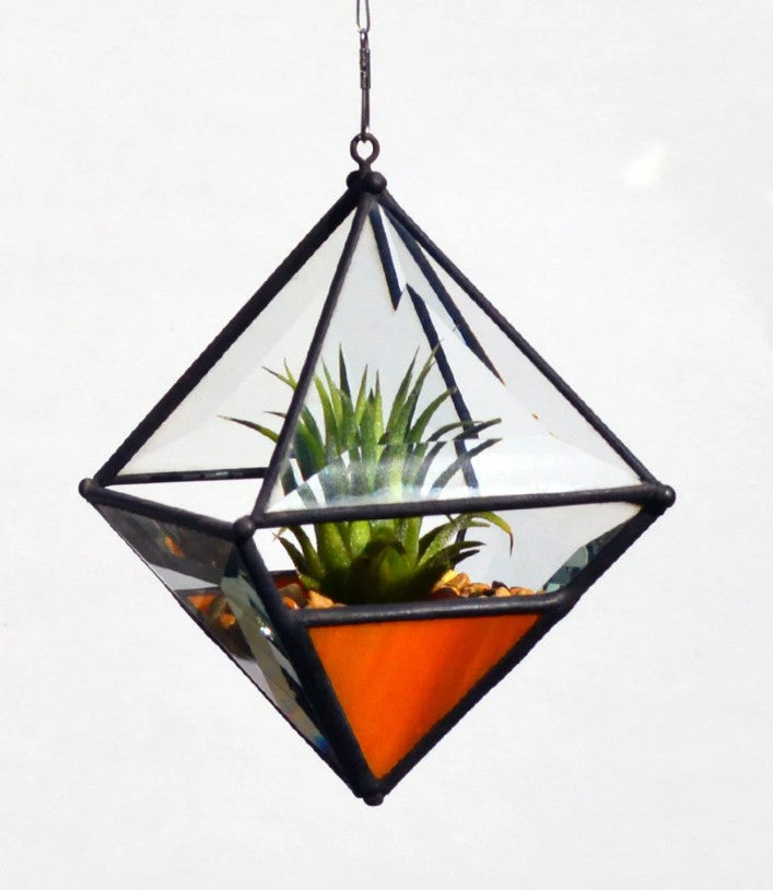 Hanging Pyramid Terrarium Orange