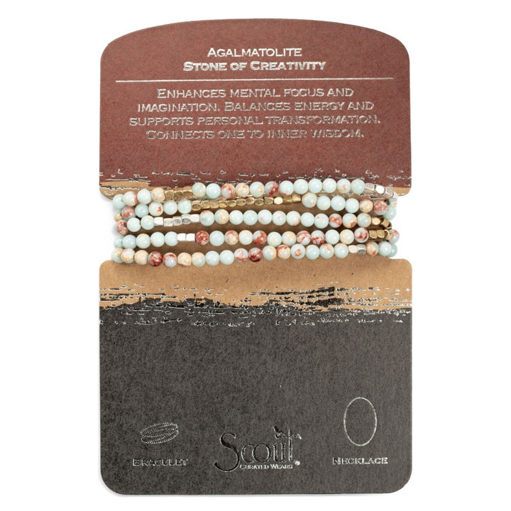 Stone Wrap Gold Agalmatolite, Silver + Gold