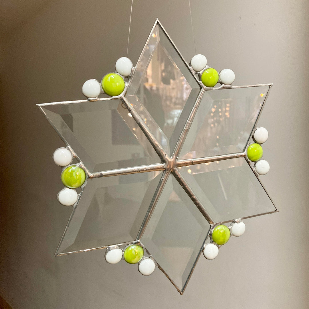 Beveled Glass Star With Green