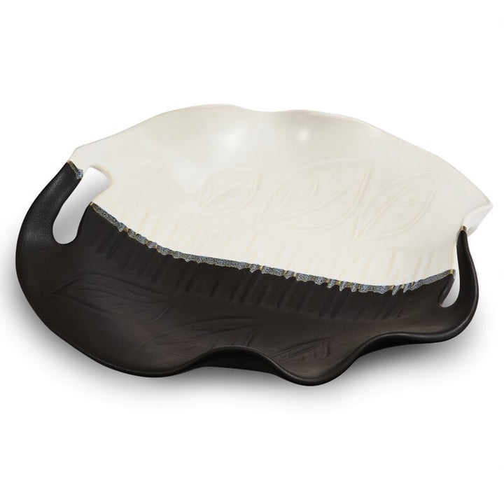 Platter With Cut-out Handles Black & Whi