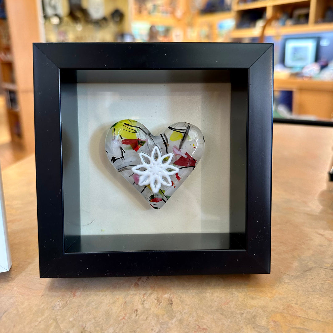 Framed Enameled Flower Heart