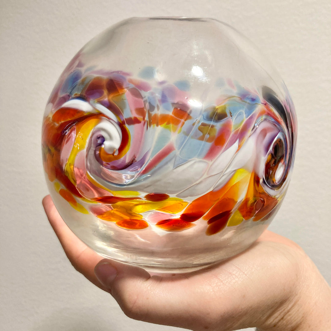 7" Round Color Wave Southern Sunset Vase