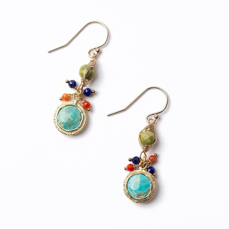 Kaleidoscope Earrings Jasper, Coral + Lapis