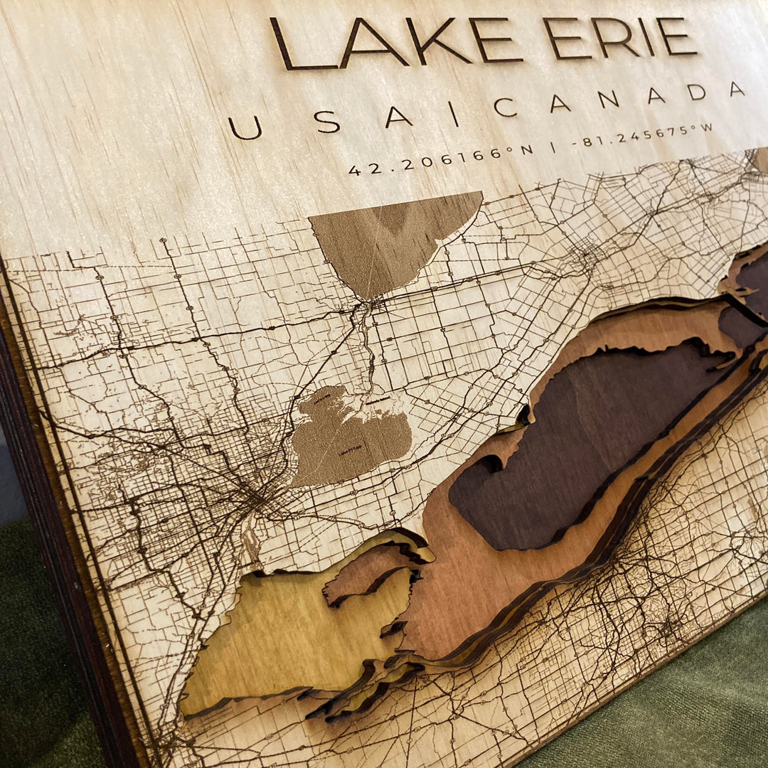 Layered Lake Erie Map Large
