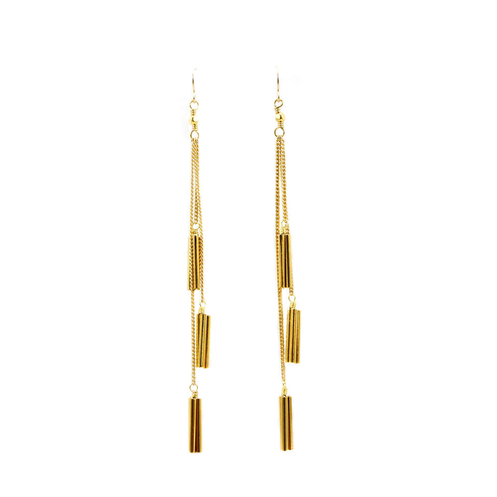Sticks Bunch Earrings Brass + Gold Plate