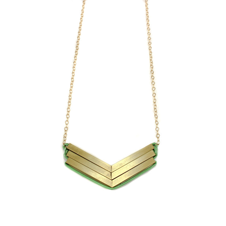 Teocalli Chevron Necklace Brass Gold