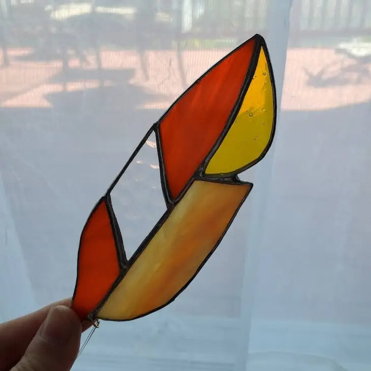 Stained Glass Feather Orange