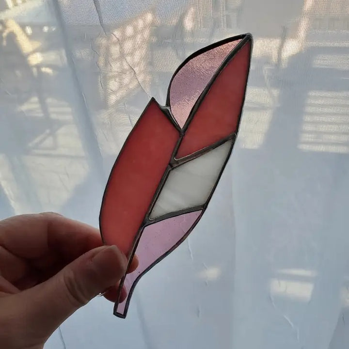 Stained Glass Feather Pink