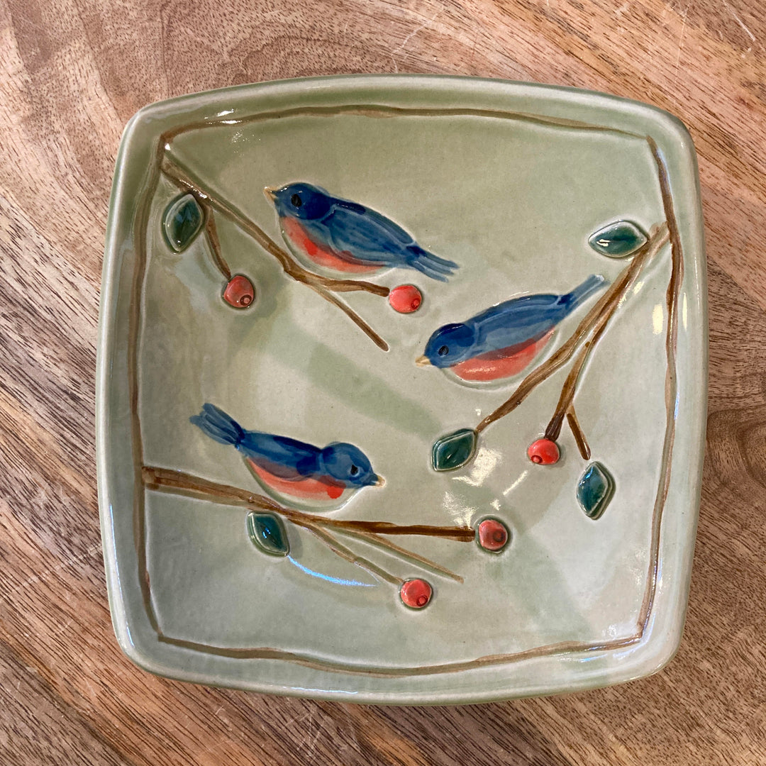 Squared Bluebird Bowl + Sprigs Florentine Green