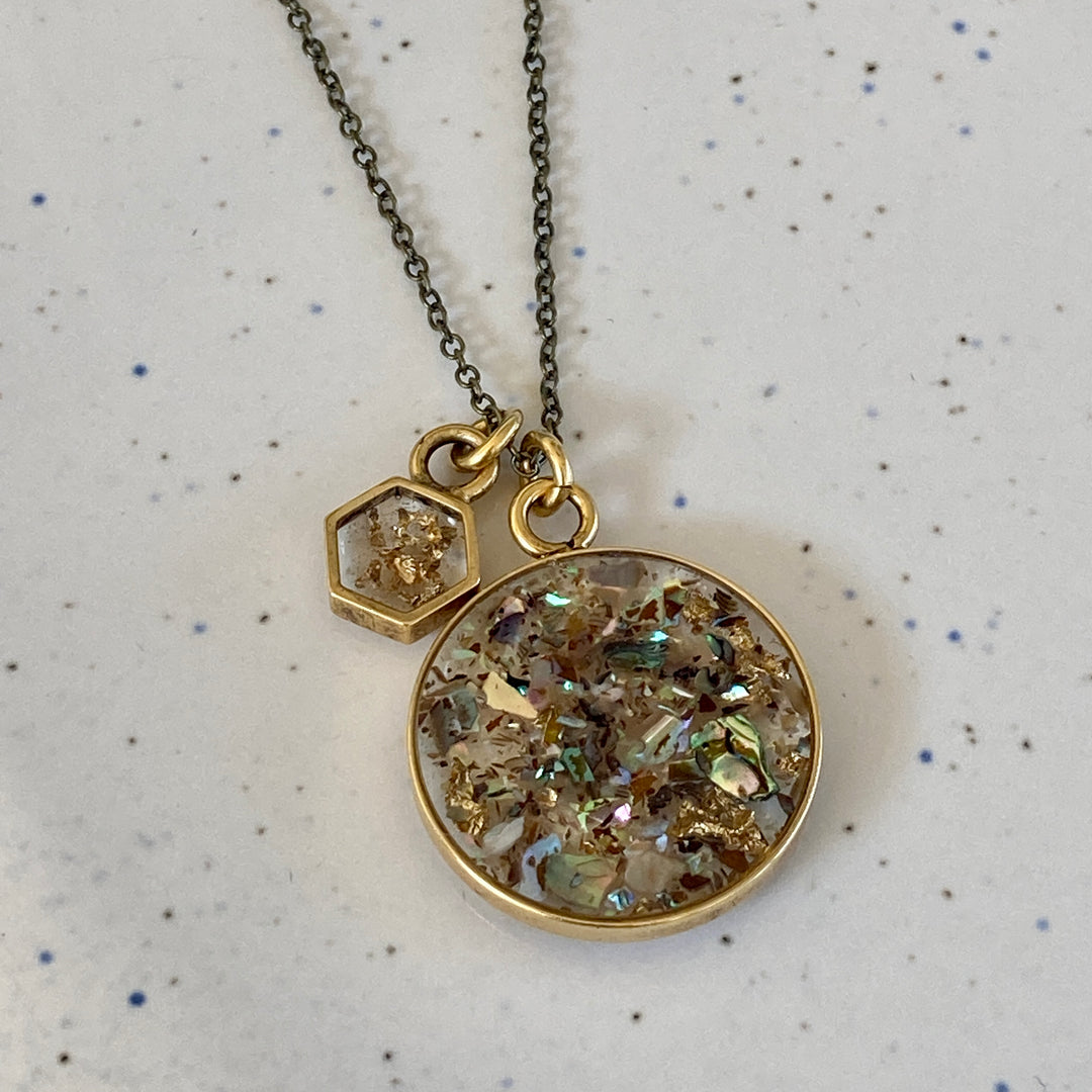 Sweetest Duo Necklace Abalone + Gold