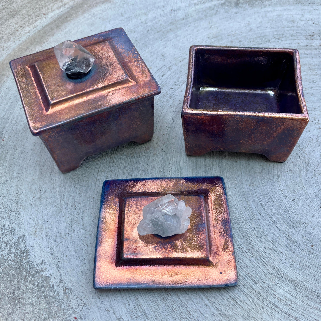 3" Raku Box Blue Copper