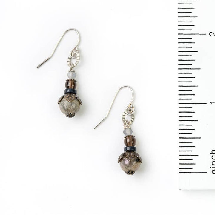 Claridad Labradorite, Smoky Quartz, Crystal Simple Earrings