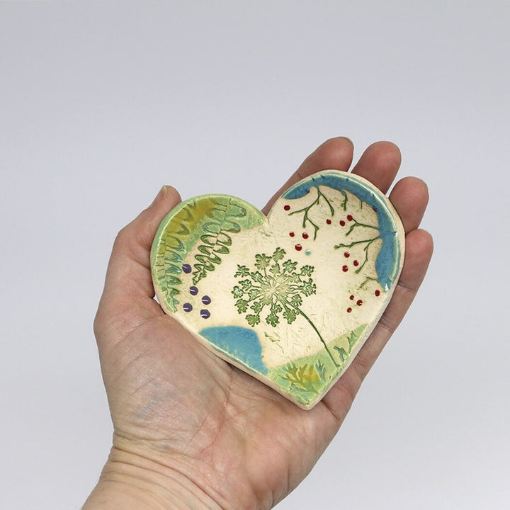 Heart Dish Large with Pressed Flowers