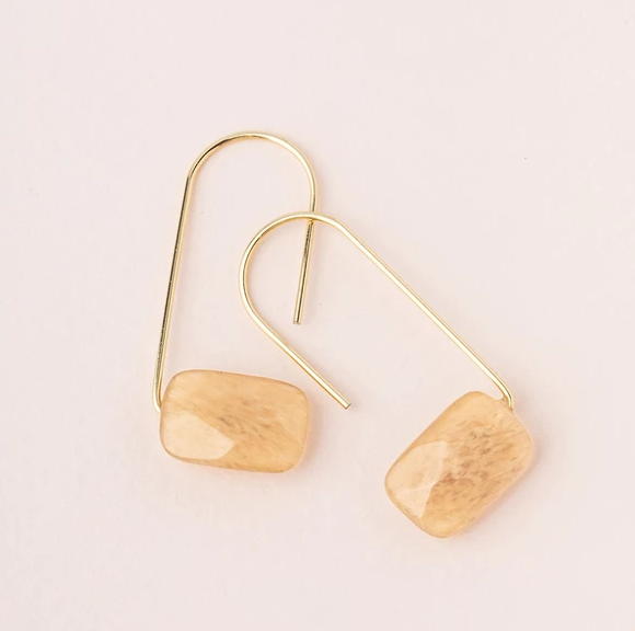 Floating Stone Earrings Citrine + Gold