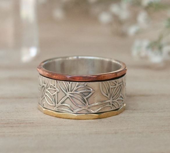 Flo Meditation Ring: Sterling Silver 925, Copper, Bronze