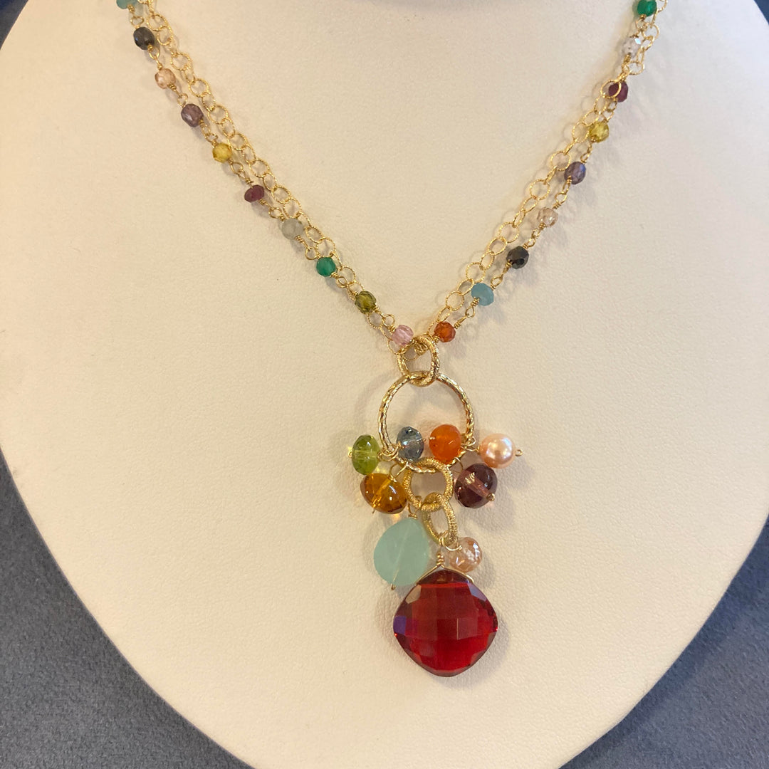 Gemstone Rosary + Charm Necklace