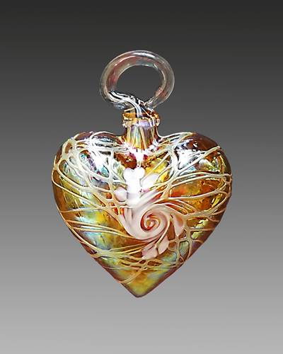 Heart Ornament Gold Swirl