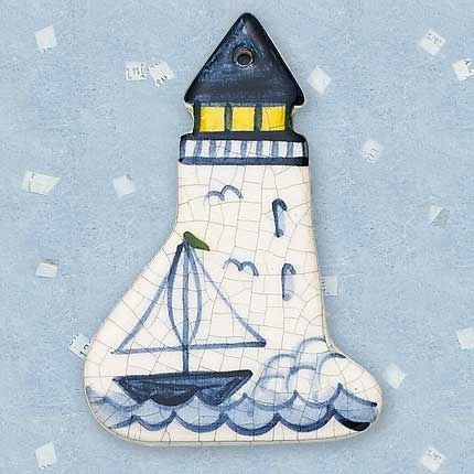 Lighthouse With Sailboat Ornament