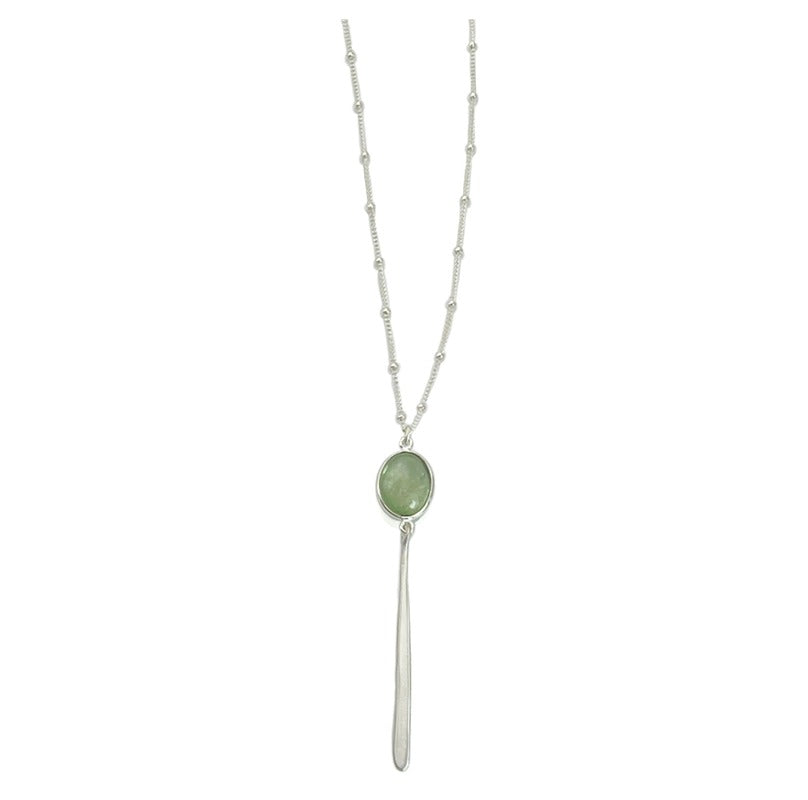 Long Needle Prenite Necklace Silver