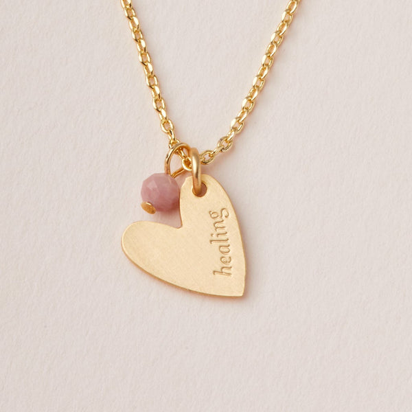 Intention Charm Necklace Rhodonite Gold