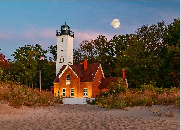 Presque Isle Lighthouse Moonrise Mini