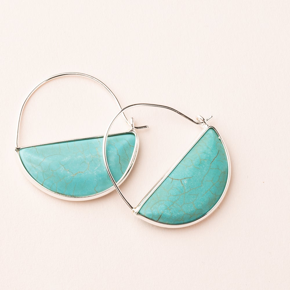 Stone Prism Hoop Turquoise Silver