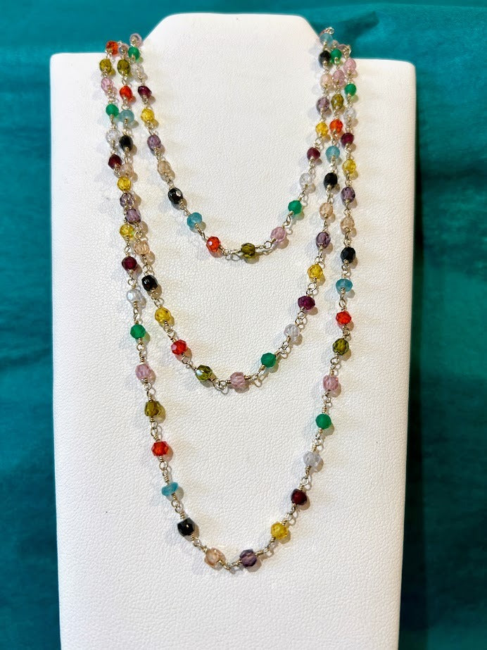 Rosary Style Chain Necklace Multi Color