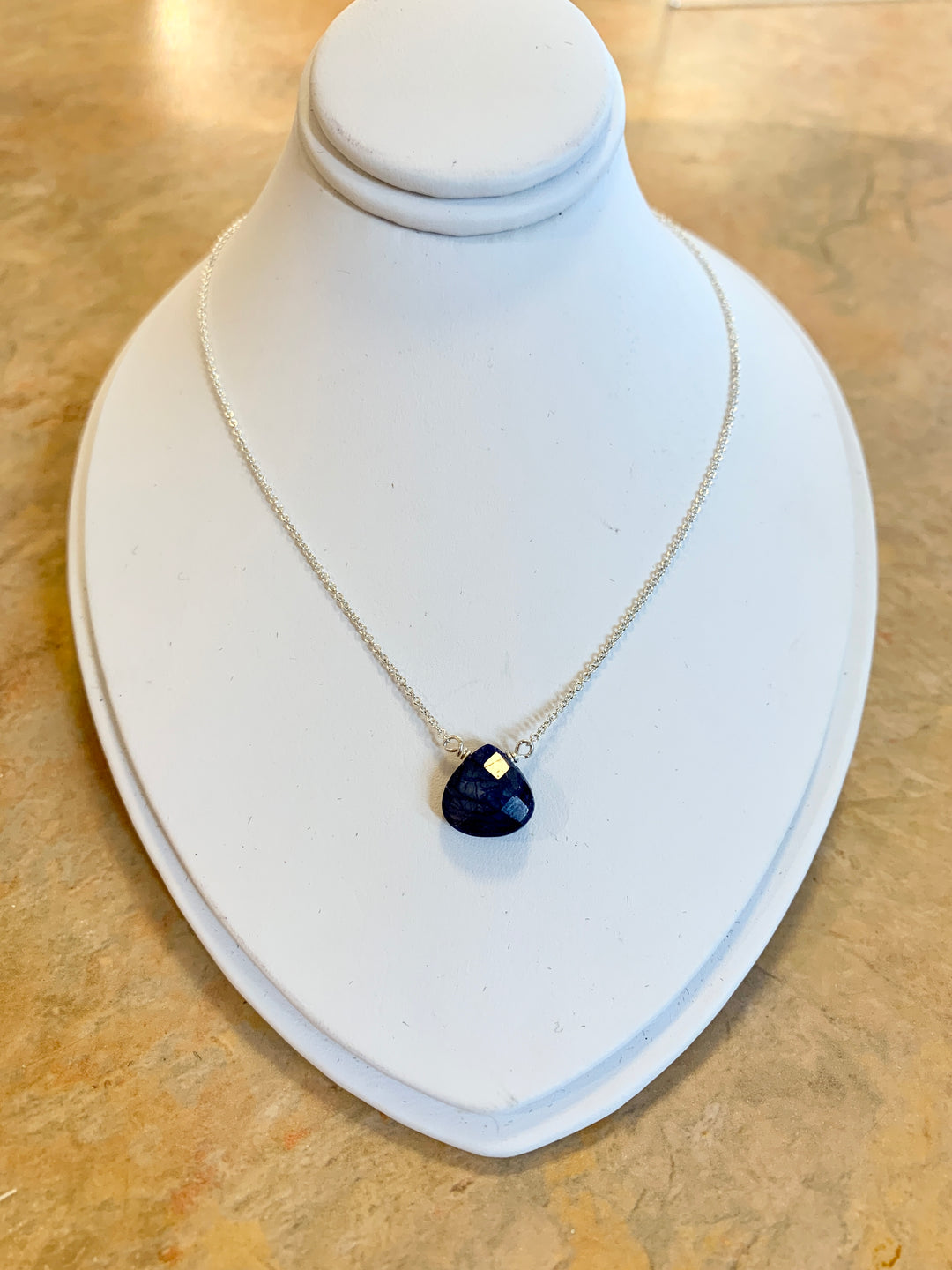 16" Silver Necklace Sapphire
